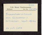 Etikett zu Frauenhaarschmuck aus Süßwasserschnecken (NHMW-ZOO-MO-0081100-ETH-130)